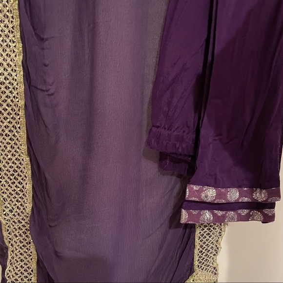 Purple Foil Salwar Kameez Indian 3-Piece Set – Size 40 - Picture 8 of 15